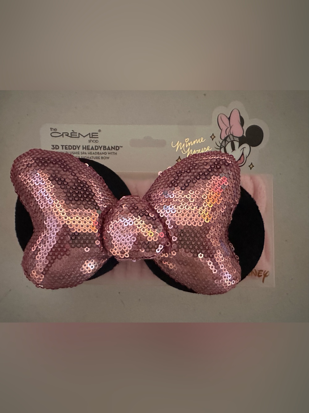 Crème Shop x Disney Collab Sequin 3D Bow Teddy Headband - NWT